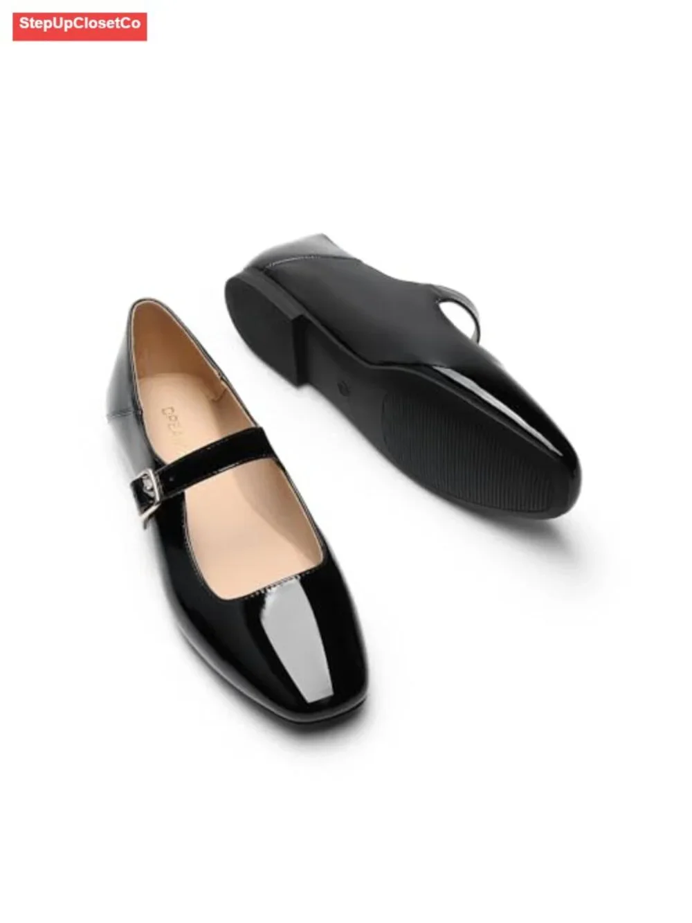 Women's Square Toe Mary Jane Flats - Adjustable Strap Cushioned